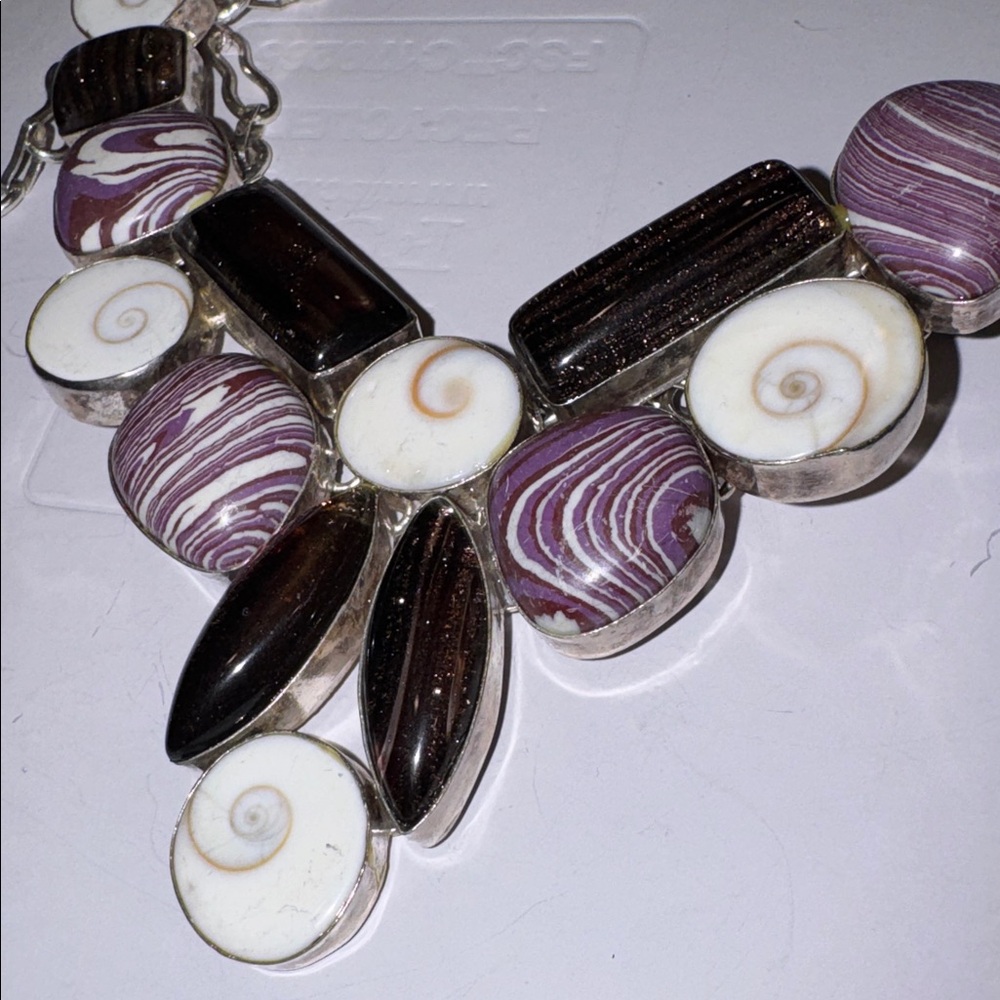 Elegant Purple and Silver Statement Necklace
